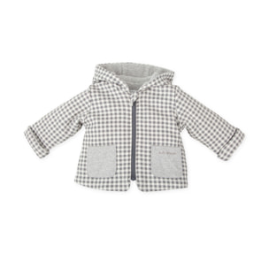 CHAQUETÓN CUADROS GRIS - Gris