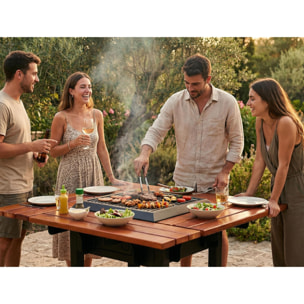 Mesa barbacoa con grill y tablero de madera EFP54 BBQ PURLINE