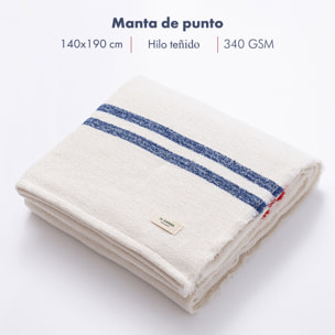 Manta de punto 140x190cm 340gr hilo teñido color crudo el ganso