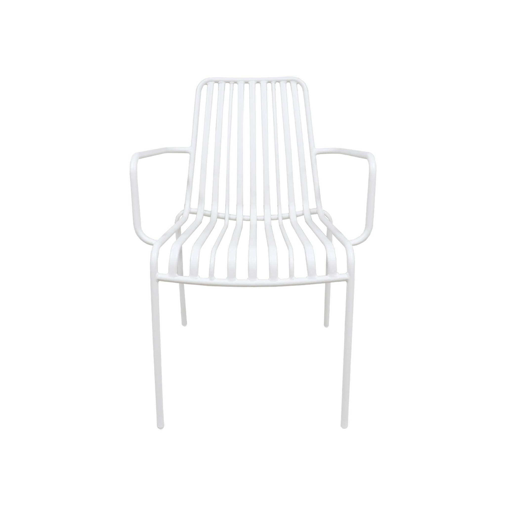 Lot de 2 fauteuils de jardin FLORIDA blanc empilable en acier. L 59 x P 53.5 x H 78 cm