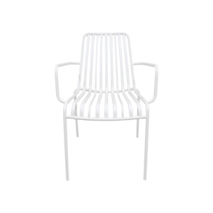 Lot de 2 fauteuils de jardin FLORIDA blanc empilable en acier. L 59 x P 53.5 x H 78 cm