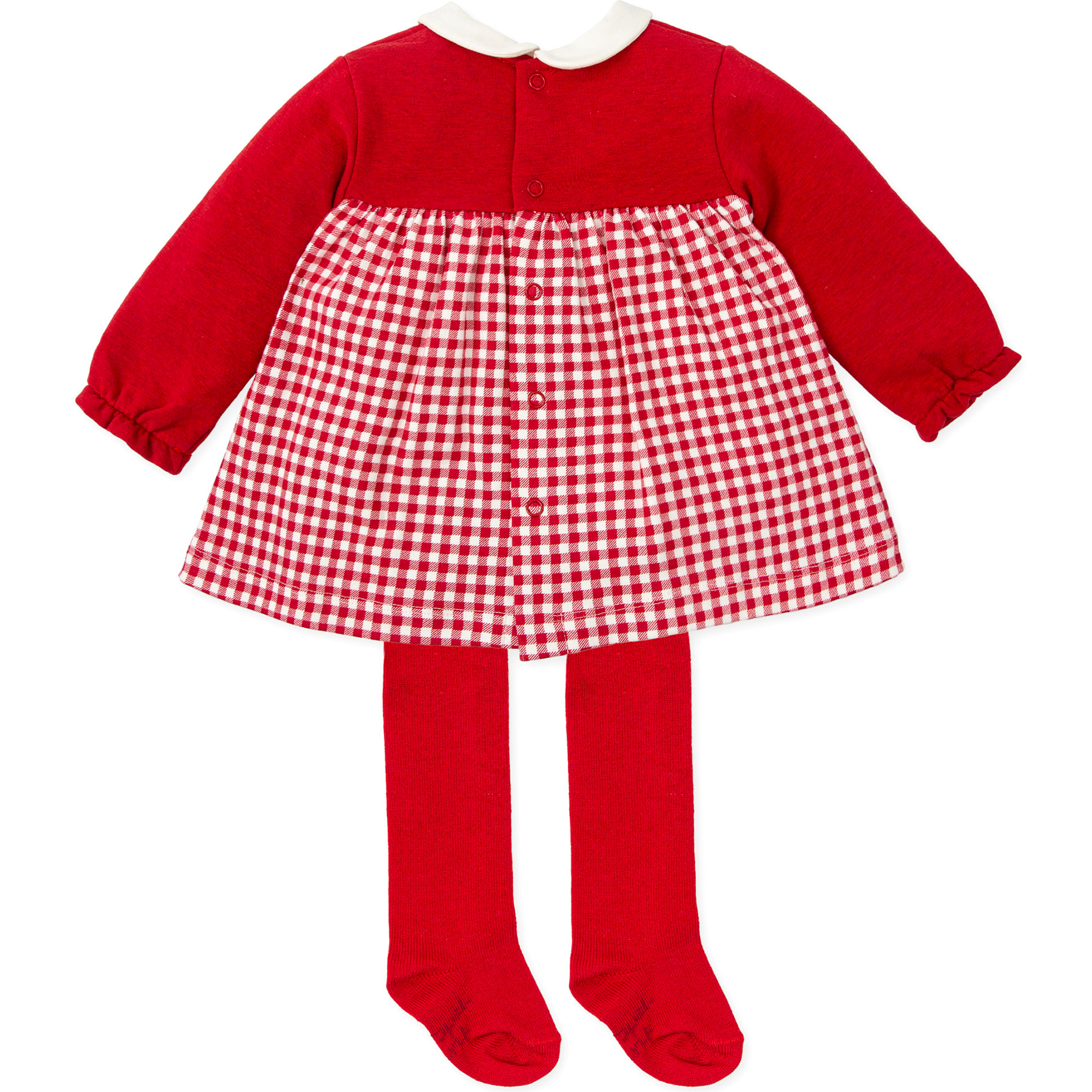 Vestido con leotardos . - Rojo