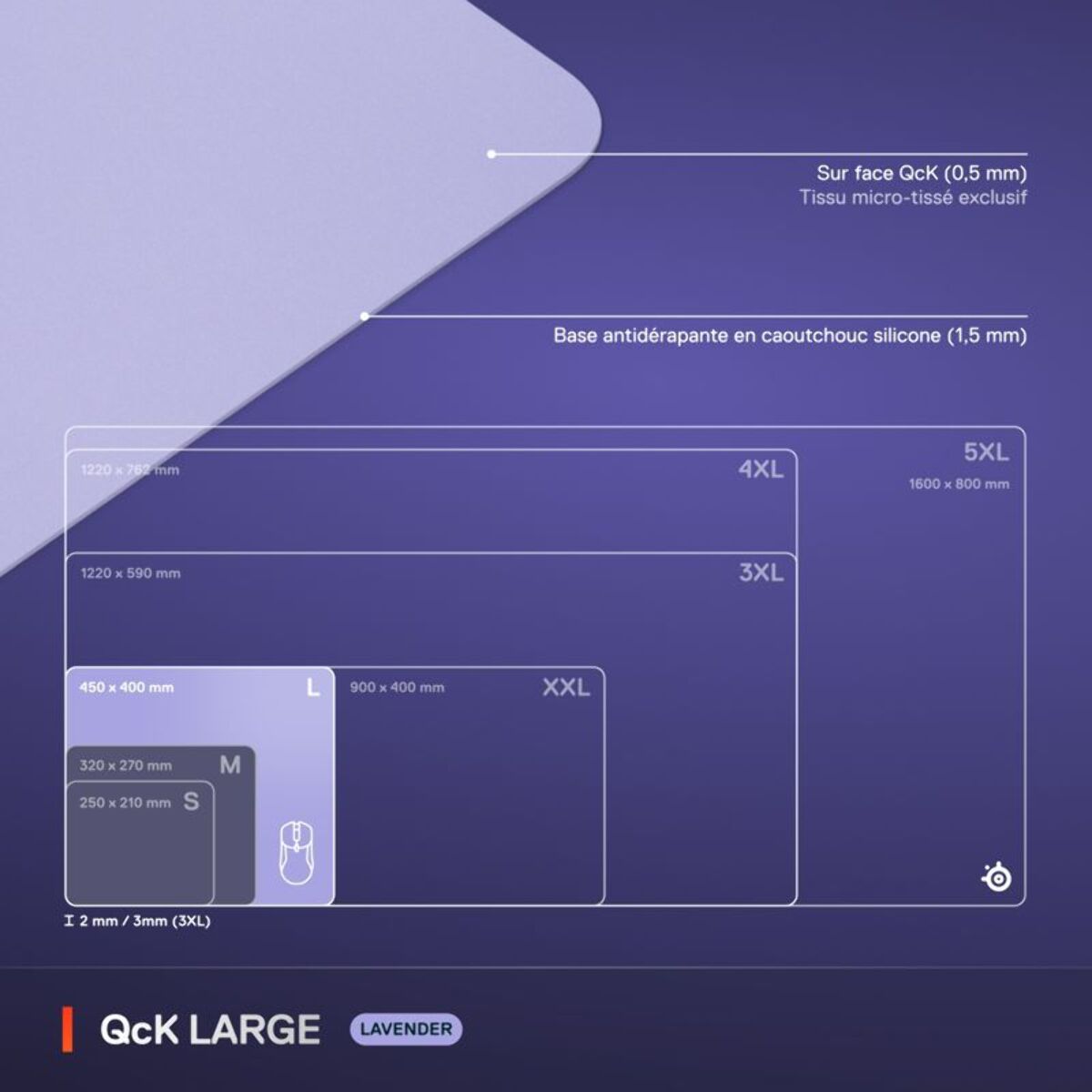 Tapis de souris STEELSERIES QcK L Lavande