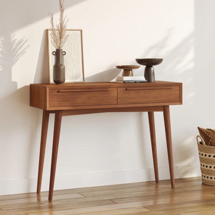 Console 2 tiroirs en bois de teck - Waya