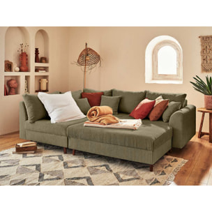 Rune - pouf modulable - en velours côtelé - Vert