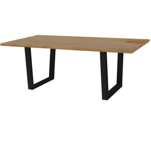 Table repas "Hollywood" - 200 x 100 x 76 cm - couleur: Chêne / Noir