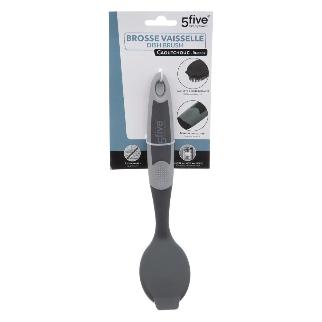Brosse vaisselle en caoutchou gris
