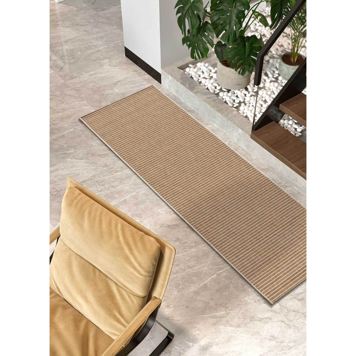 NATURA Alfombra de pasillo exterior natural en beige, 48x200