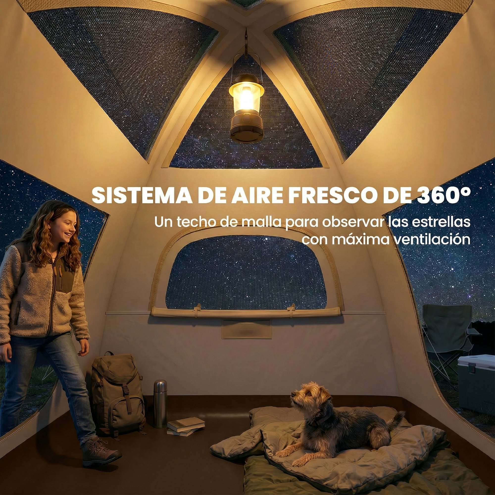Tienda de Campaña Inflable con Mosquitera para 3–4 Personas Tienda de Campaña con Vestíbulo Bomba UPF30+ Puertas Bolsa Transporte Montaje Rápido Tela Oxford Cubierta Impermeable 3000 mm