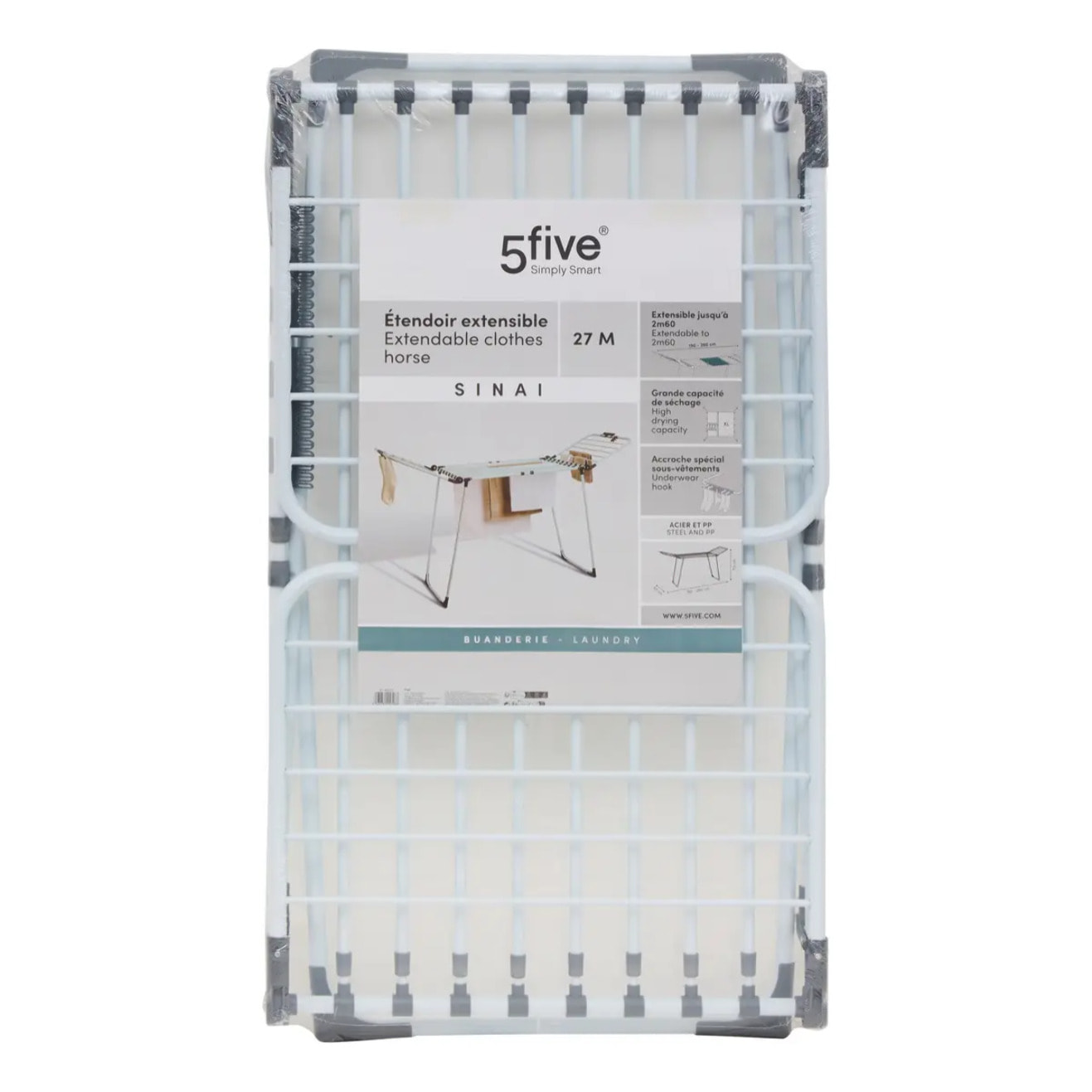 Étendoir à Linge Sinai Extensible 27M Blanc 113x60x260 cm