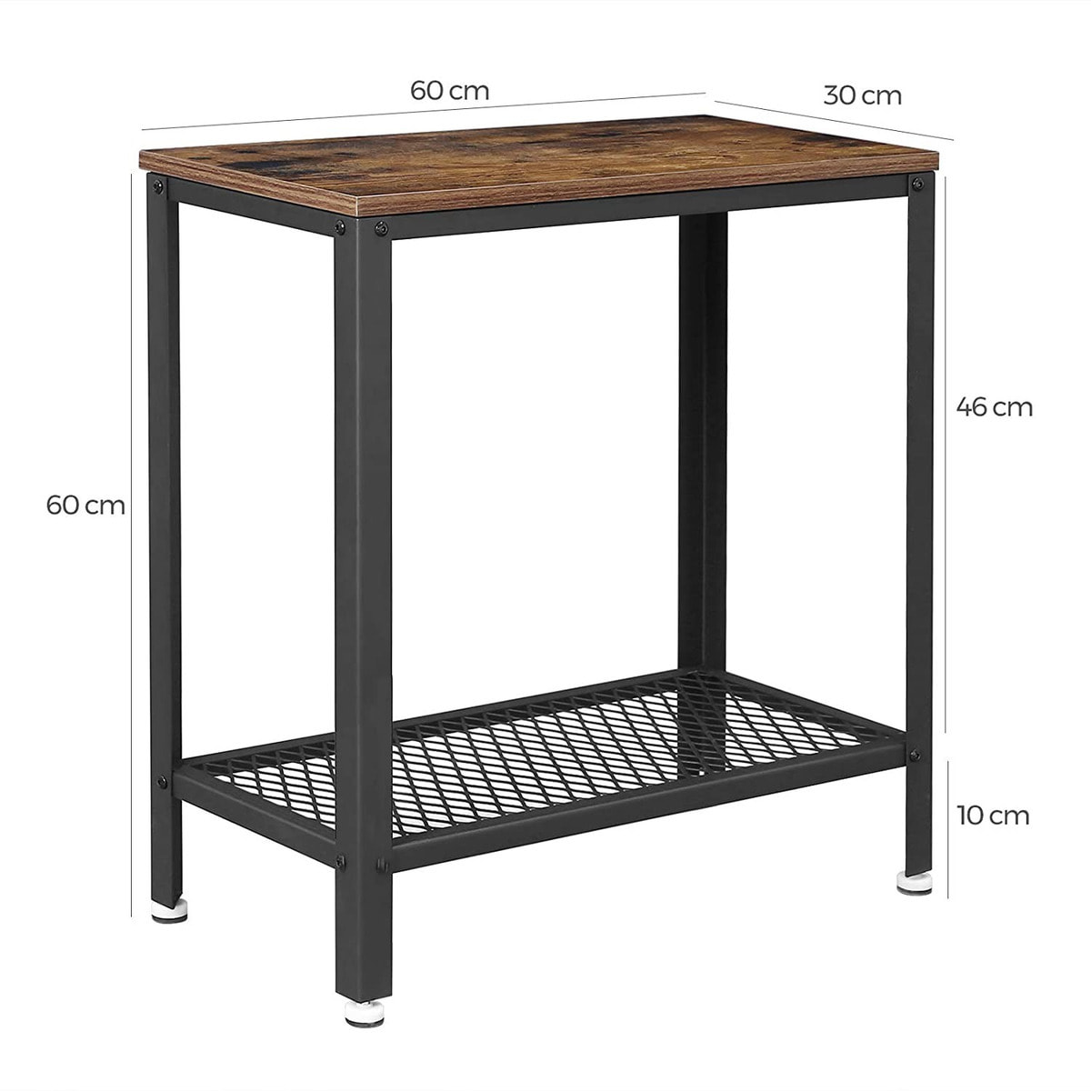 Console ingresso industriale compatta in truciolato e metallo 60x30x60 cm