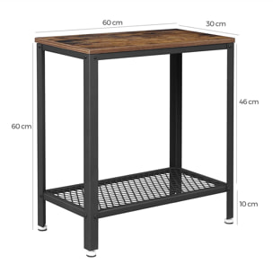 Console ingresso industriale compatta in truciolato e metallo 60x30x60 cm