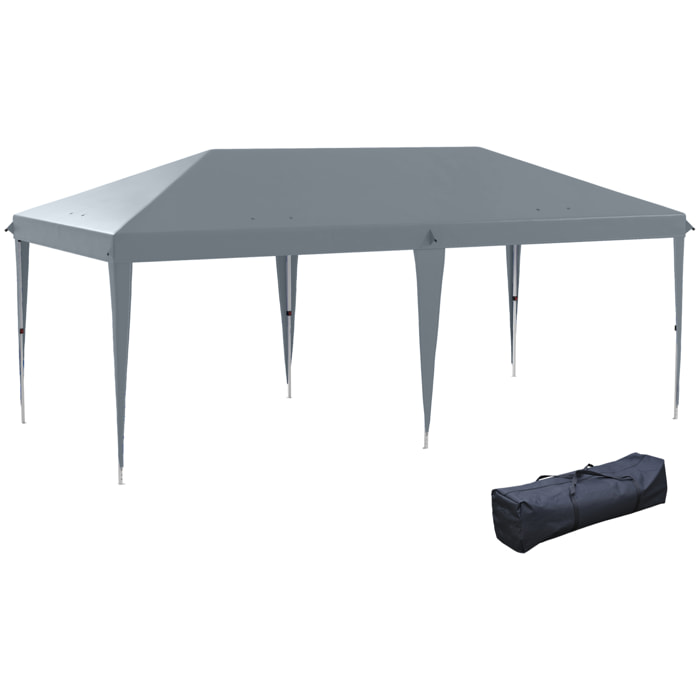 Carpa Plegable Gazebo 6x3 m Cenador Plegable con Altura Ajustable en 3 Niveles Toldo Anti-UV y Bolsa de Transporte para Camping Fiestas Gris Claro