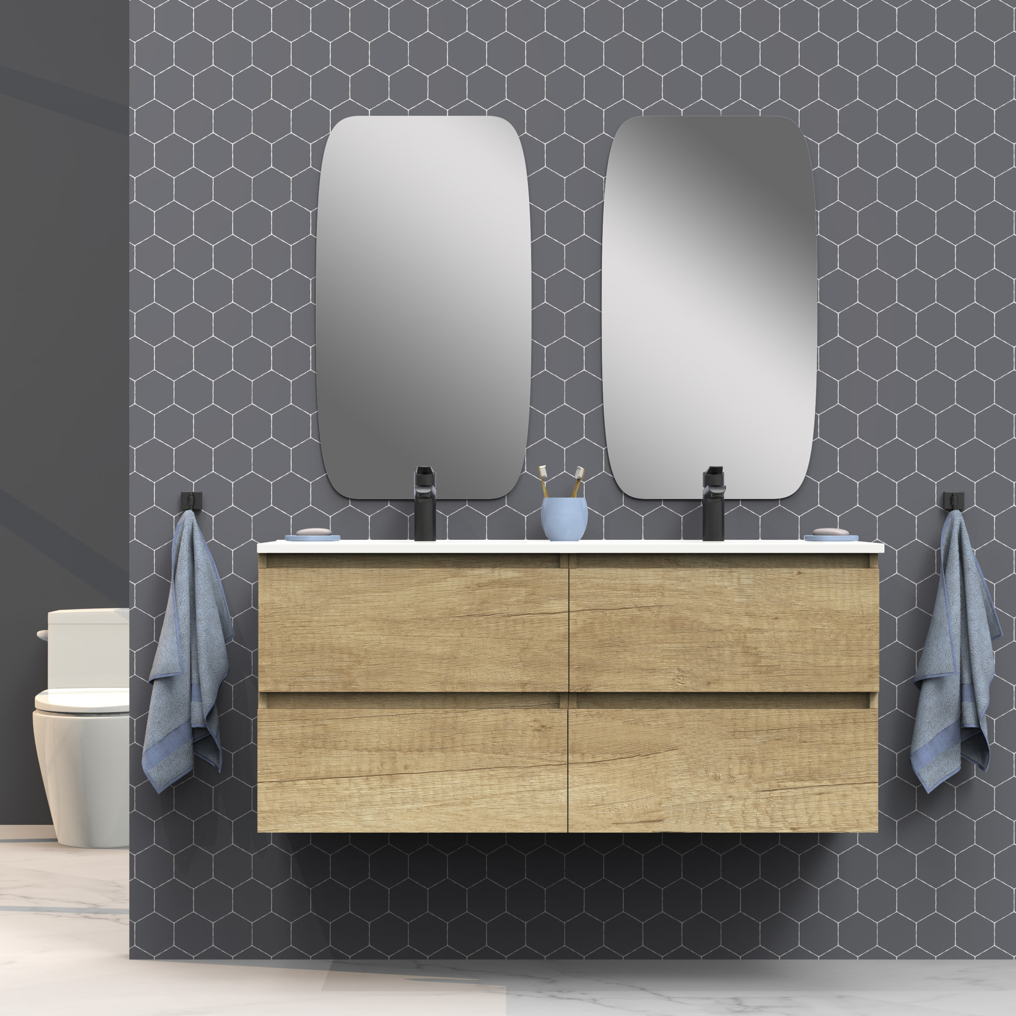 Conjunto de baño IRONA 2C, 120cm, incluye lavabo y espejo