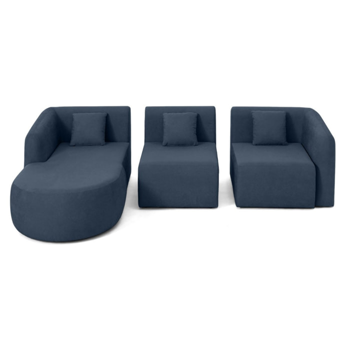 Ikare - canapé modulable d'angle gauche - 4 places - en tissu - Bleu