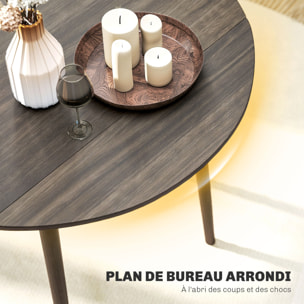 Table ronde de salle à manger cuisine pliable 2 abattants Ø 89 cm bois de pin gris