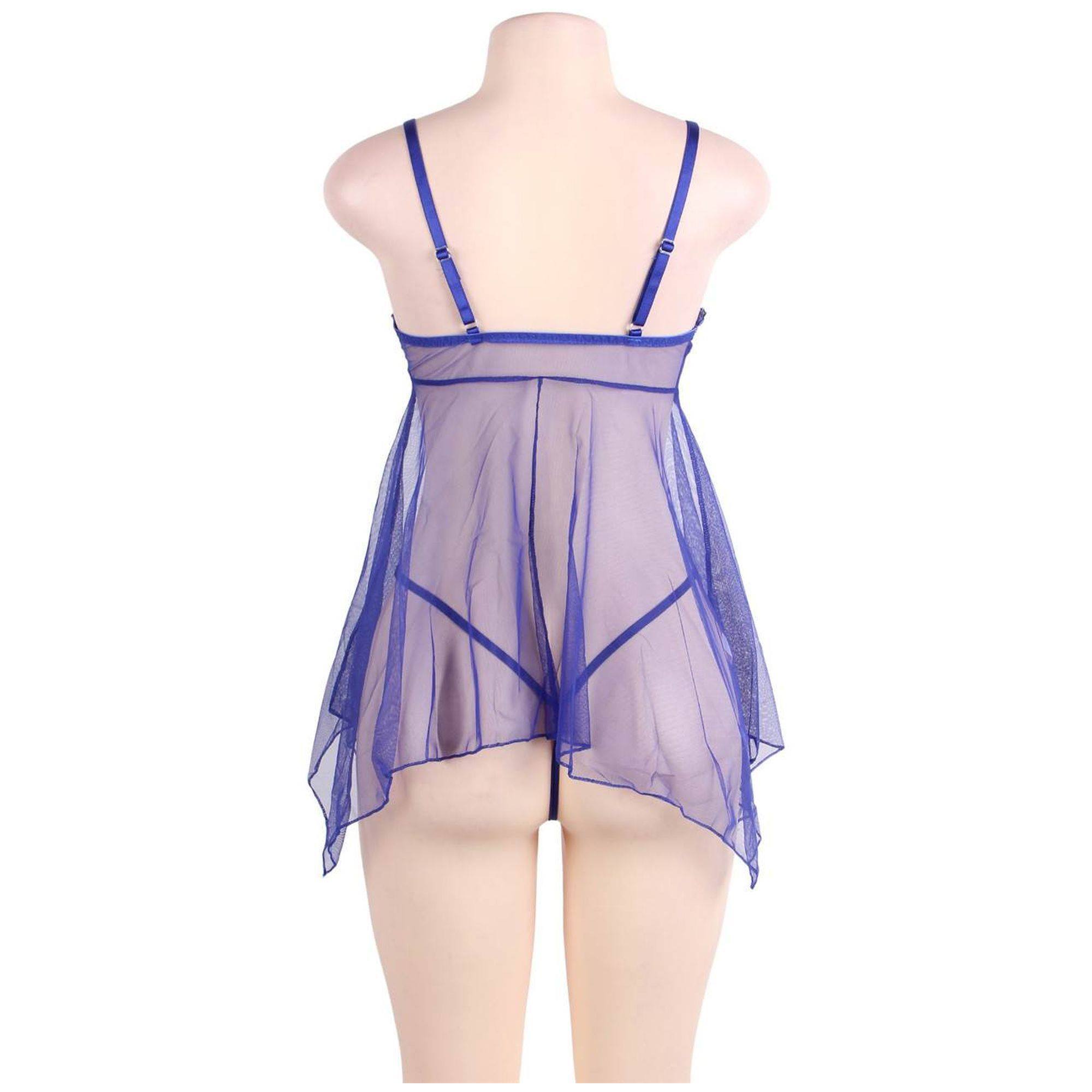 Babydoll y braga azul transparente