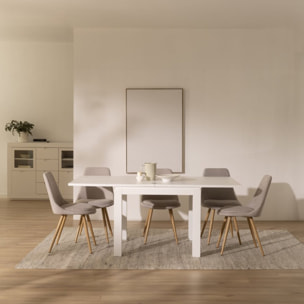 Table à manger extensible Blay -panneau de mdf et laqué blanc-couleur laqué blanc mat 90 x 78 x 90 cm