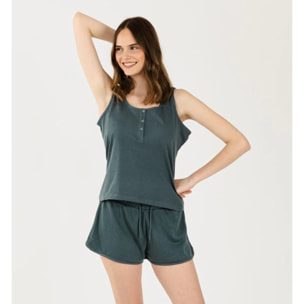 Conjunto deportivo short mujer verde azulado