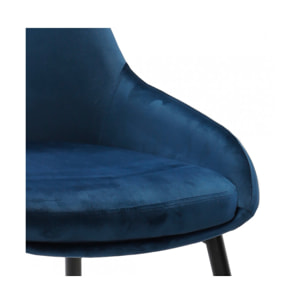 Chaise en velours avec piètement métal noir - MONDO
