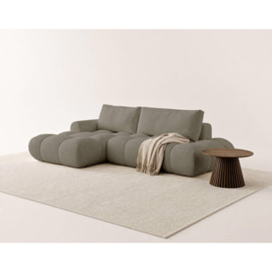 Yulin - Canapé d'angle ouvert gauche 4 places convertible avec coffre en tissu bouclette - Taupe
