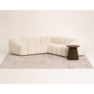 Ava - Canapé d'angle L 5 places en velours texturé - Beige