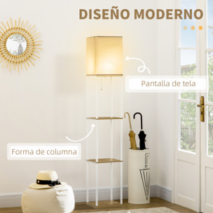 Lámpara de Pie Moderna con Estantes Casquillo E27 Max. 40W 26x26x159 cm Blanco