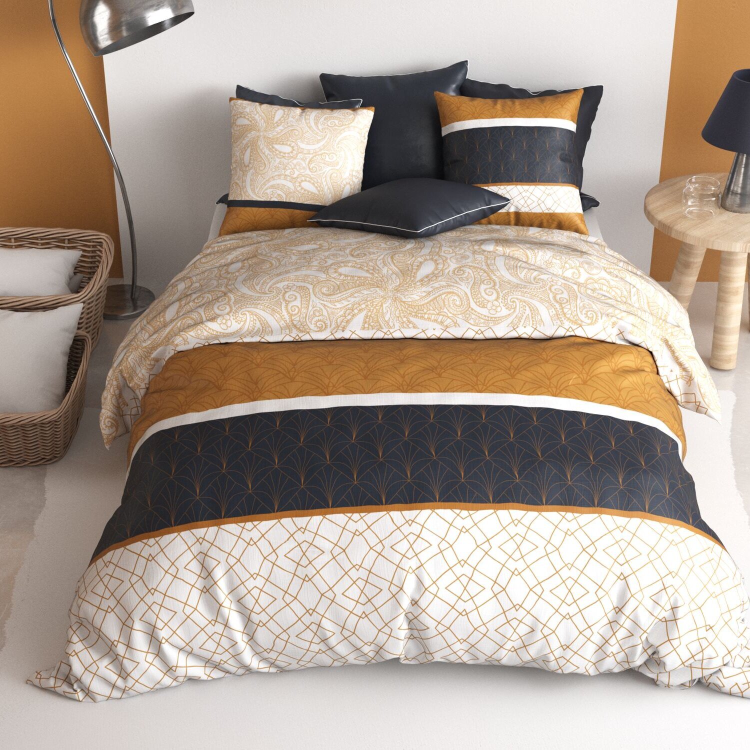 Parure housse de couette imprimé 100% coton - felora
