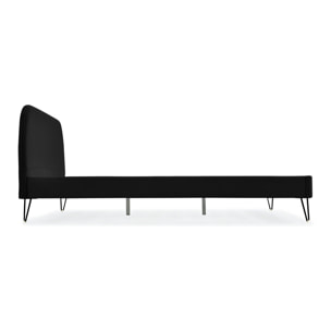 Lit 140 x 190 cm en velours noir et pieds noirs GARBERA