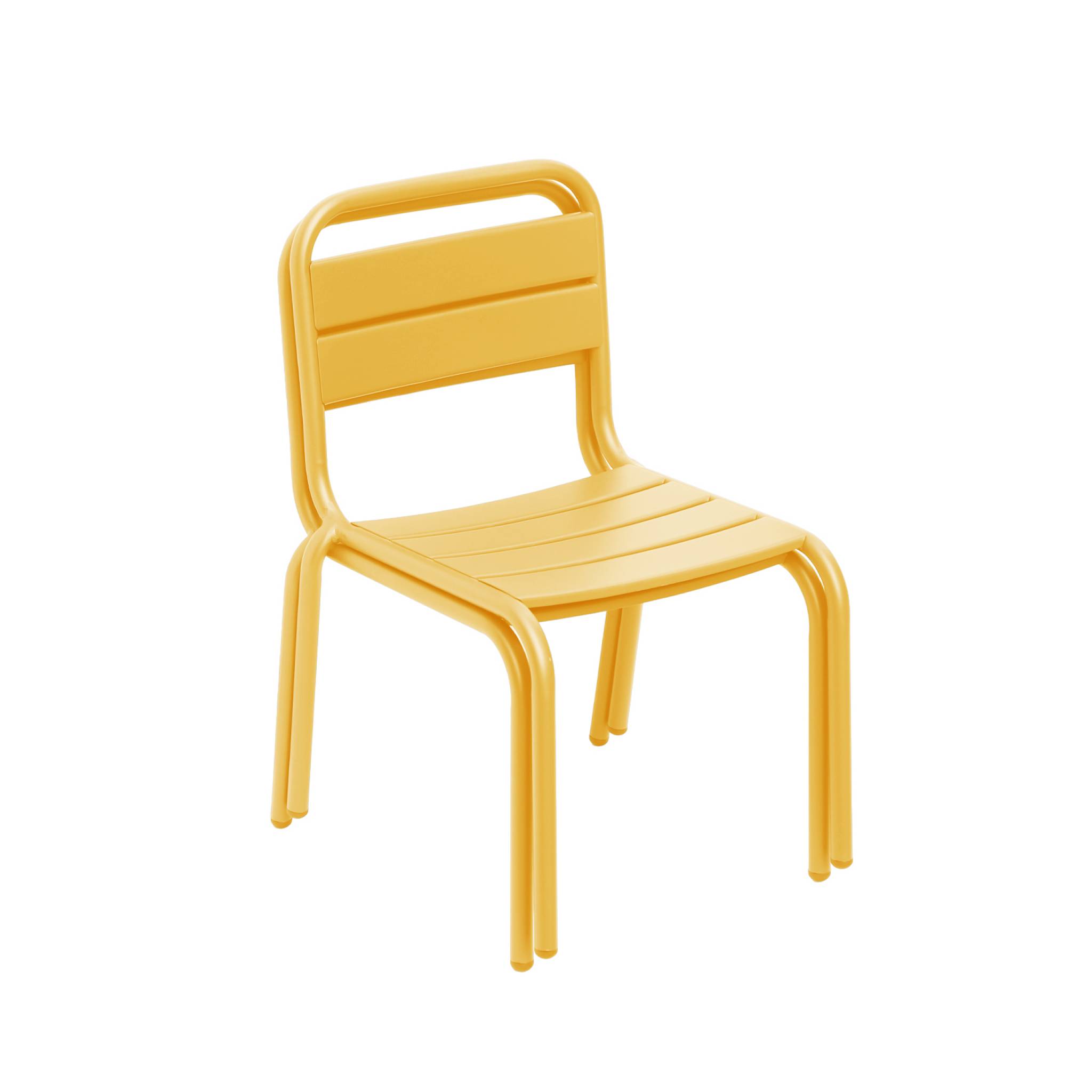 Lot de 2 chaises en métal jaune pour enfant. salon de jardin enfant
