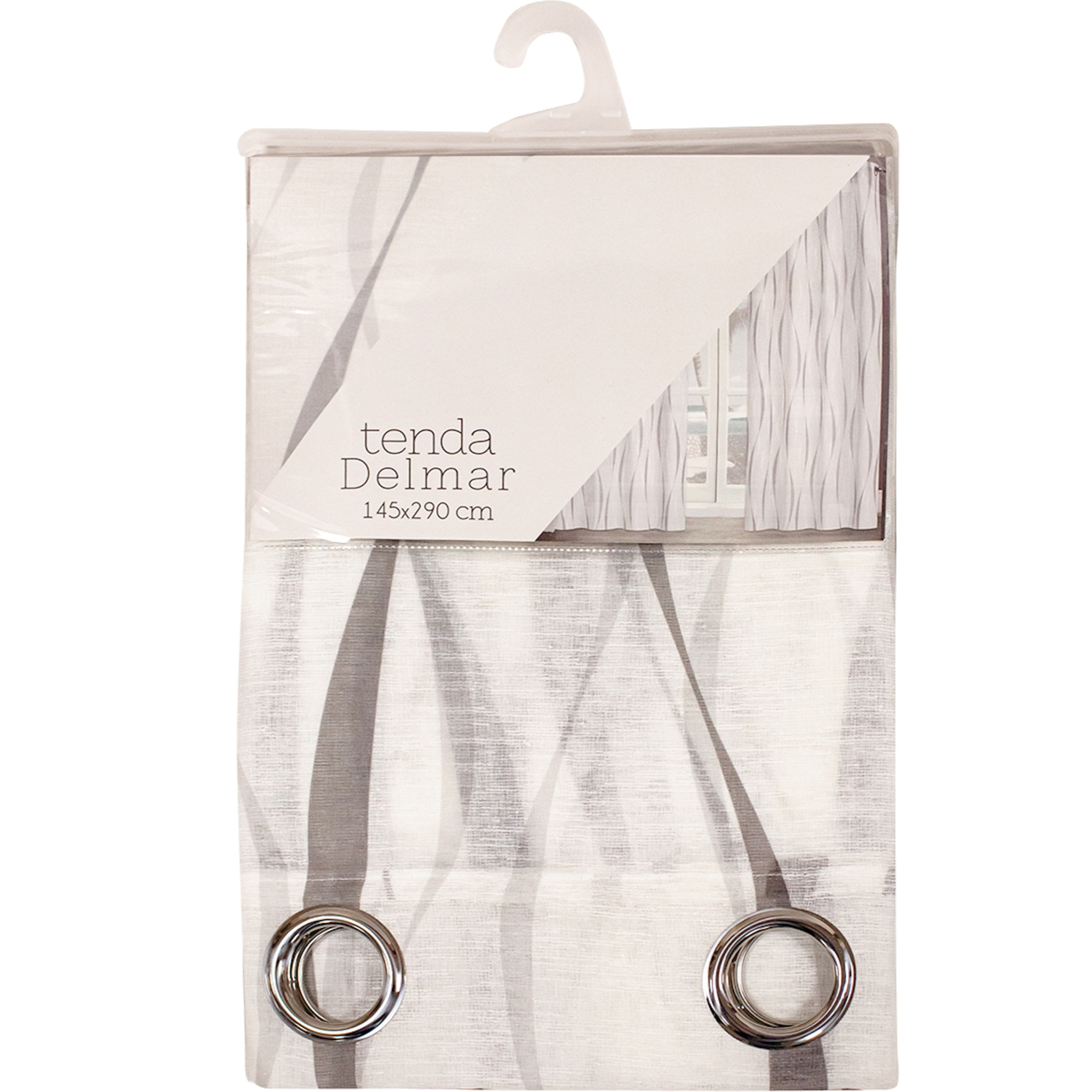 TENDA ONDE BIANCO/GRIGIO CON OCCHIELLI 145X290 CM