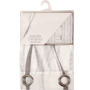TENDA ONDE BIANCO/GRIGIO CON OCCHIELLI 145X290 CM