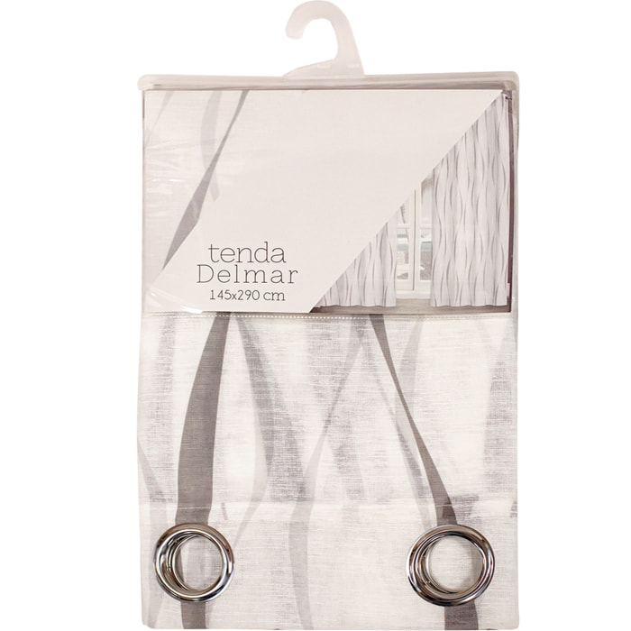TENDA ONDE BIANCO/GRIGIO CON OCCHIELLI 145X290 CM