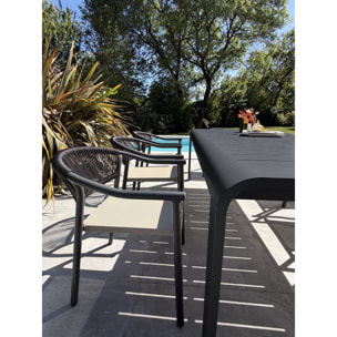 HANOI - Ensemble repas de jardin en aluminium 8 places coloris anthracite