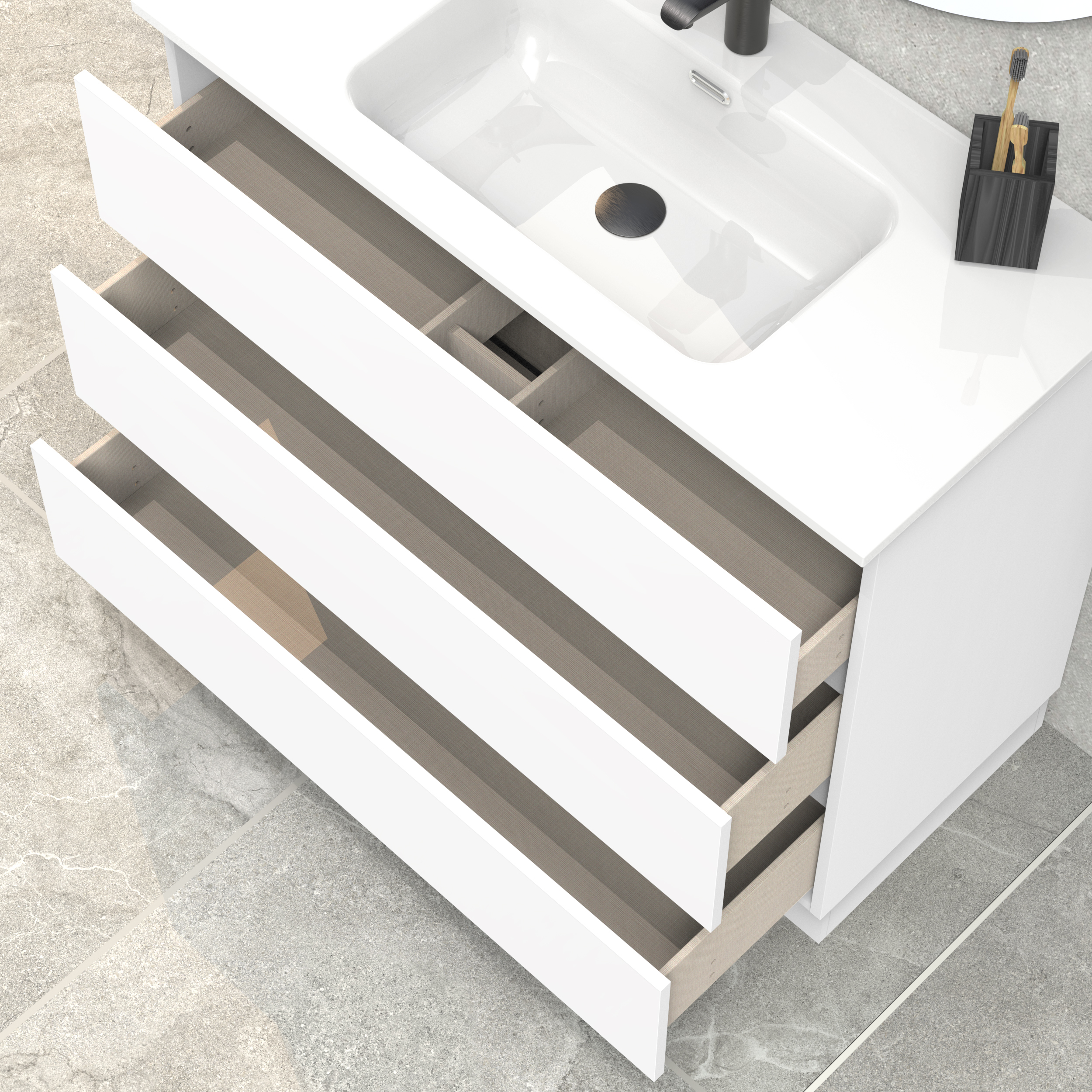 Conjunto de baño IRONA 3C, 100cm, incluye lavabo y espejo