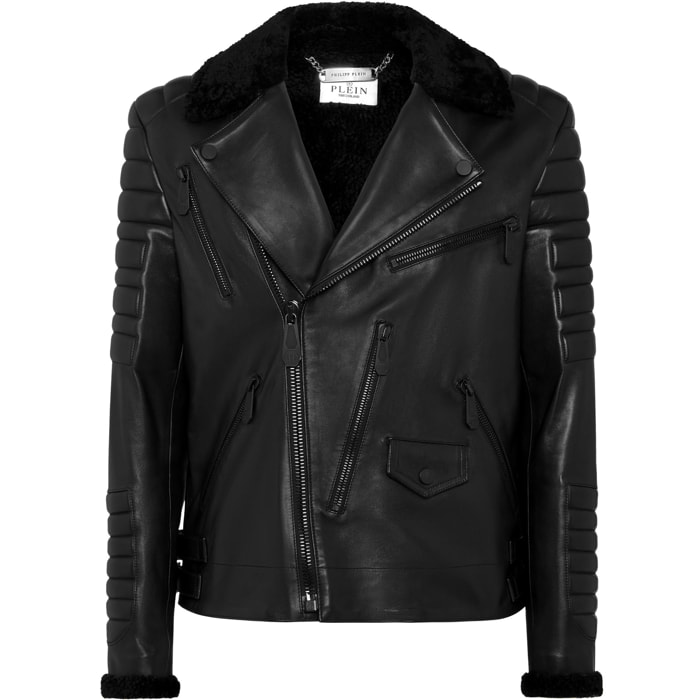 PHILIPP PLEIN Biker de cuero GOTHIC PLEIN