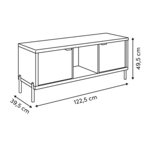 Meuble TV Alvo rectangulaire 39,5x122,5cm 2 portes beige