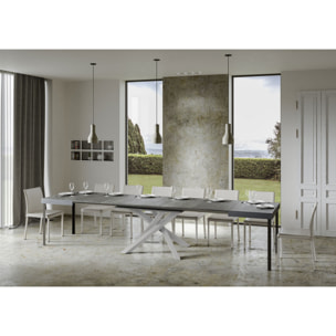 Mesa extensible 90x130/390 cm Volantis Cemento estructura blanco