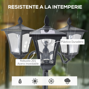 Conjunto de 2 Farolas Solares de Exterior Luces Solares de Pie con 3 Luces LED Impermeable IP44 para Camino Terraza Patio 51,5x47x182,5 cm Negro