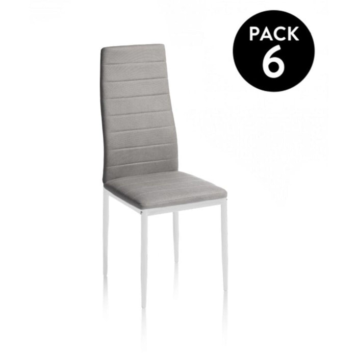 Pack 6 sillas de comedor Yuri Gris oscuro–Blanco