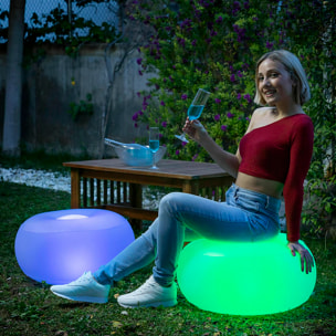 Pack Sillón Hinchable con LED Multicolor y Asiento Hinchable con LED Multicolor y Mando a Distancia InnovaGoods
