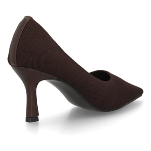 Zapato salón para mujer con tacón, punta fina y tejido elástico
