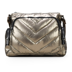 Bolso bandolera acolchada bronce con bolsillos