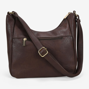 Bolso bandolera marrón con tachas metálicas