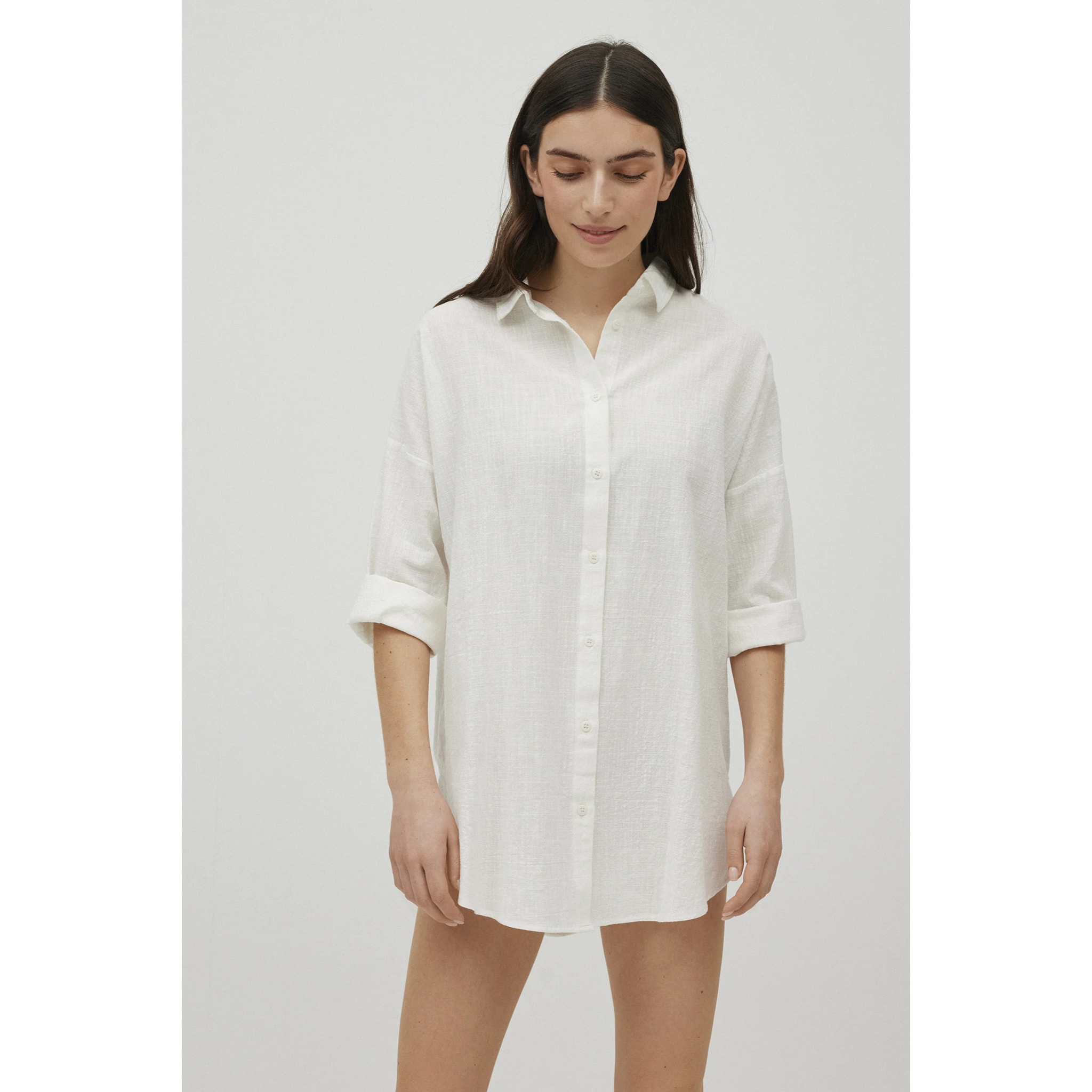 Camicia a maniche lunghe in cotone fluido