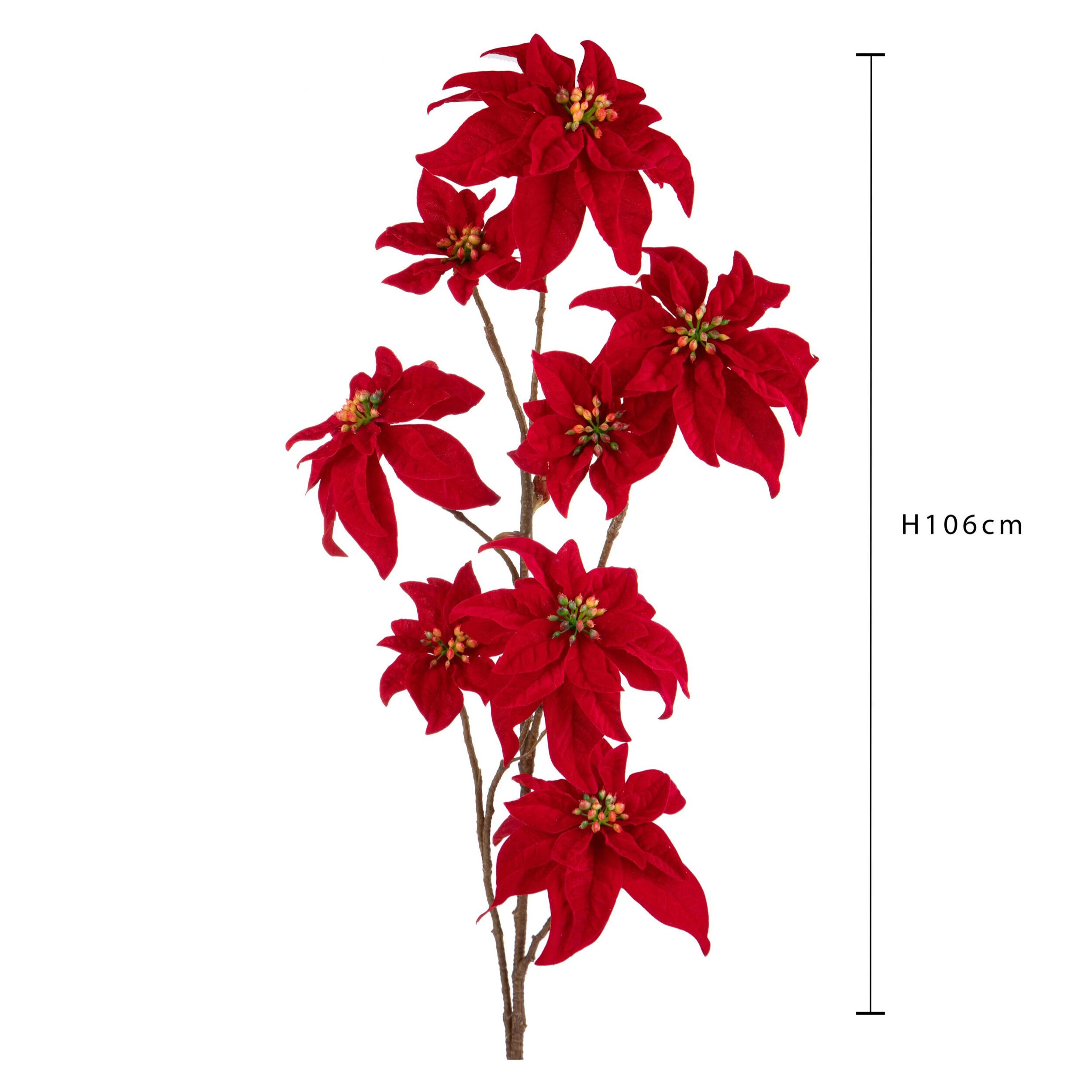 Ramo poinsettia - Pezzi 6 - 21xH106x20cm - Bianchi Dino SpA