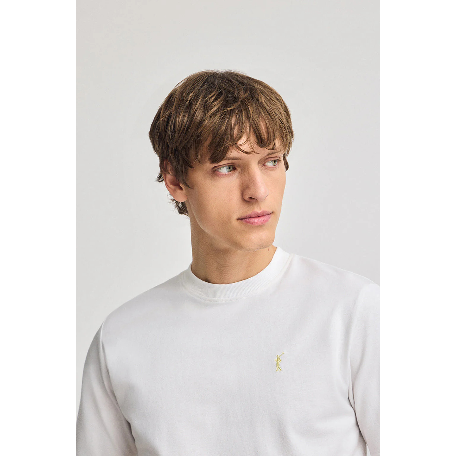 Camiseta blanca de algodón y lino con bordado Rigby Go