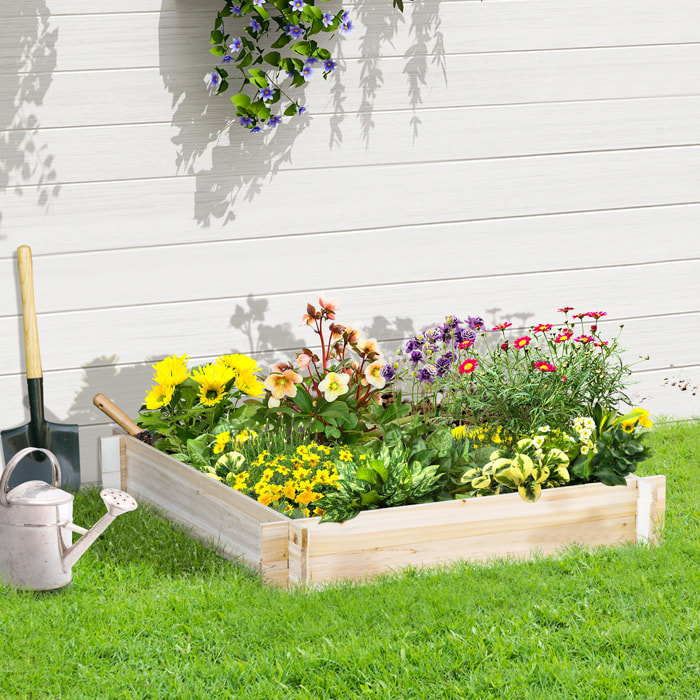Arriate de Madera de Jardín Cuadrado Suelo de Huerto Urbano Jardinera Macetero para Cultivos Plantas Flores Hierbas Terraza 100x100x16 cm Natural
