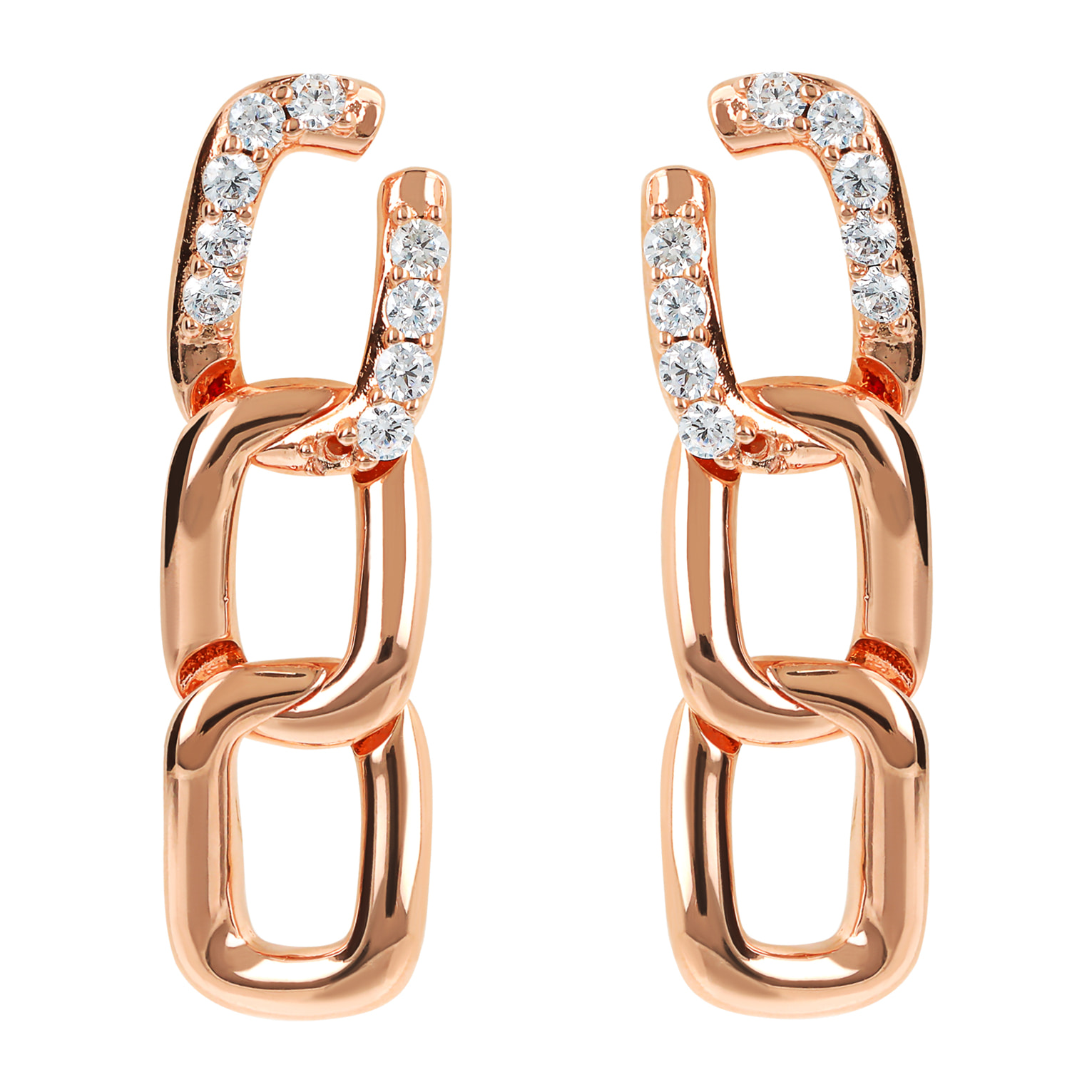 Orecchini Pendenti Maglia Grumetta con Cubic Zirconia