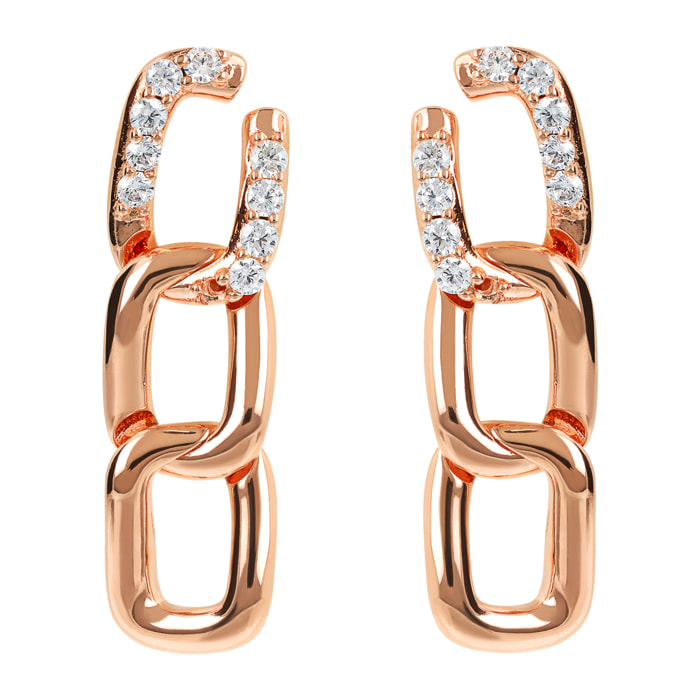 Orecchini Pendenti Maglia Grumetta con Cubic Zirconia